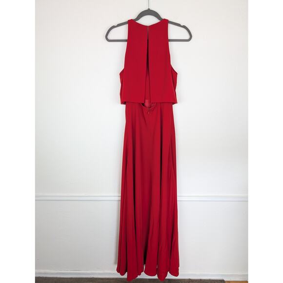 Jill Stuart Dress BHLDN Iva Crepe Gown Maxi Formal Evening Elegant Red Size 12 - Picture 6 of 12